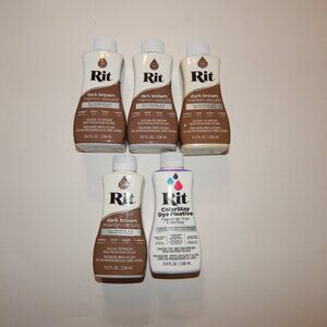 4 - Dark Brown - RIT 8oz Liquid All Purpose Fabric Dye PLUS ColorStay Fixative
